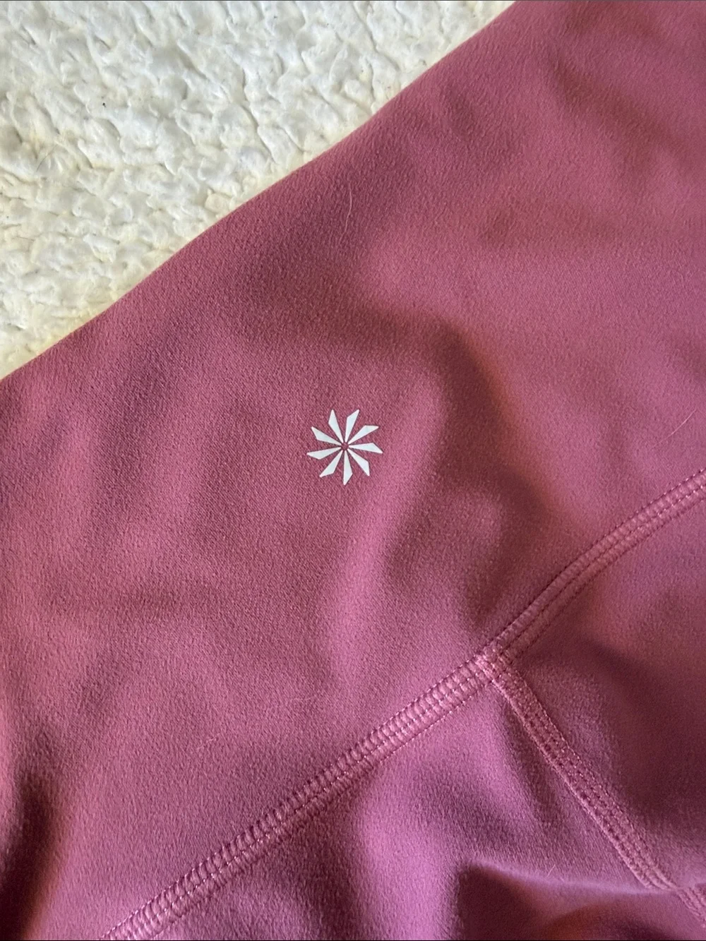 Athleta Maroon and Blush Colorblock High-Rise Capri Leggings - Picture 7 of 7